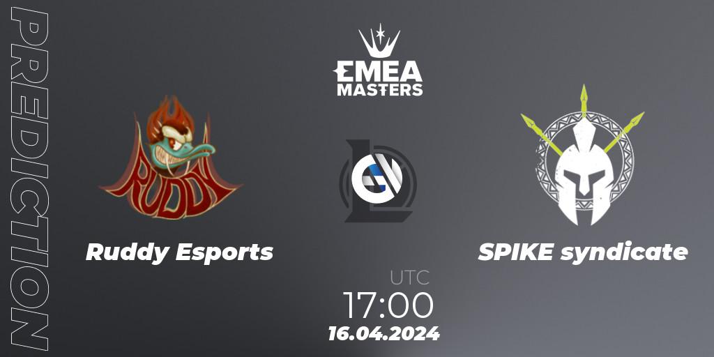 Ruddy Esports vs SPIKE syndicate: Betting TIp, Match Prediction. 16.04.2024 at 17:00. LoL, EMEA Masters Spring 2024 - Play-In