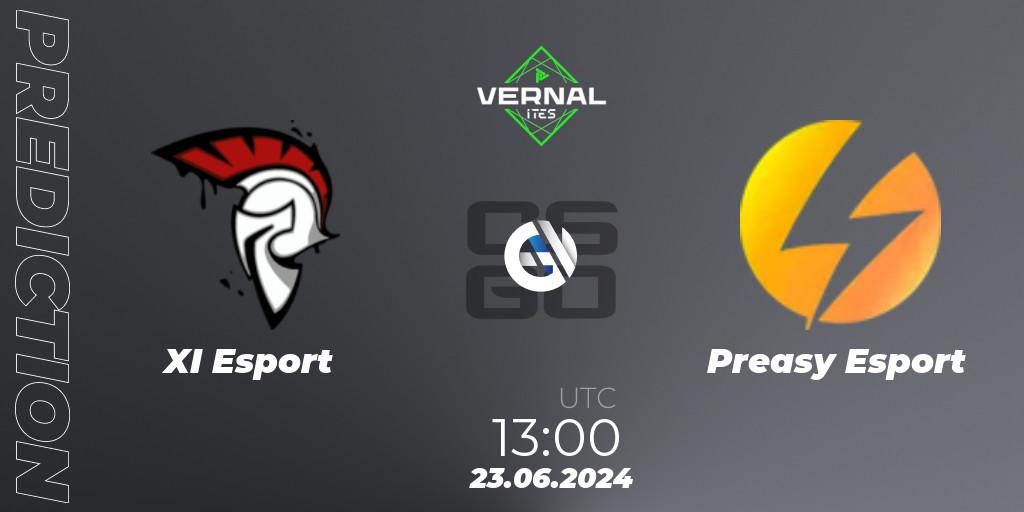 XI Esport vs Preasy Esport: Betting TIp, Match Prediction. 23.06.2024 at 14:00. Counter-Strike (CS2), ITES Vernal
