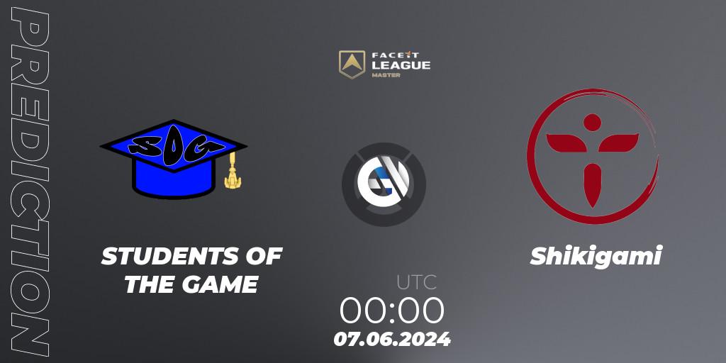 STUDENTS OF THE GAME vs Shikigami: Betting TIp, Match Prediction. 07.06.2024 at 00:00. Overwatch, FACEIT League Season 1 - NA Master Road to EWC