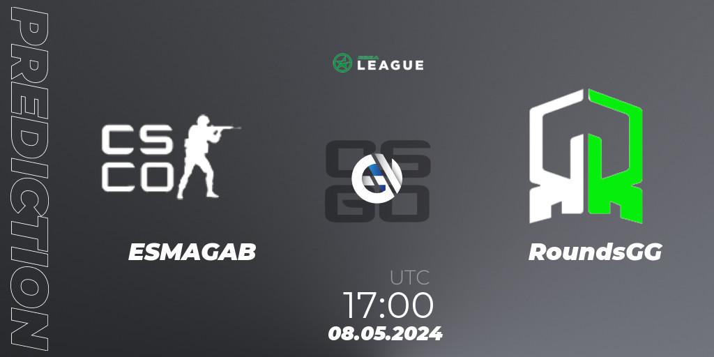 ESMAGAB vs RoundsGG: Betting TIp, Match Prediction. 08.05.2024 at 17:00. Counter-Strike (CS2), ESEA Season 49: Advanced Division - Europe