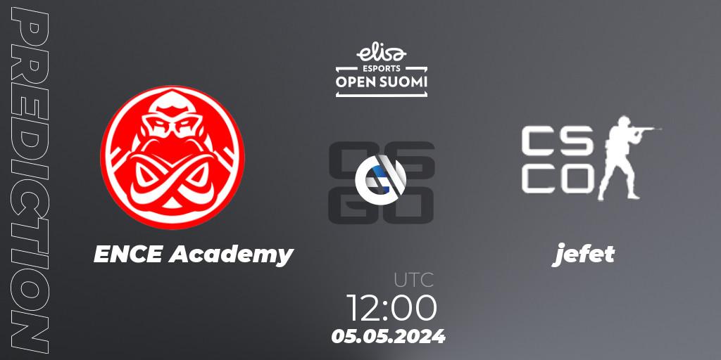ENCE Academy vs jefet: Betting TIp, Match Prediction. 05.05.2024 at 12:00. Counter-Strike (CS2), Elisa Open Suomi Season 6
