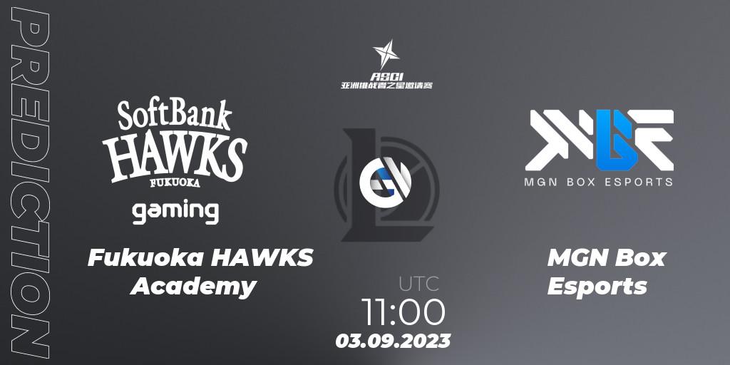 Fukuoka HAWKS Academy vs MGN Box Esports: Betting TIp, Match Prediction. 03.09.23. LoL, Asia Star Challengers Invitational 2023