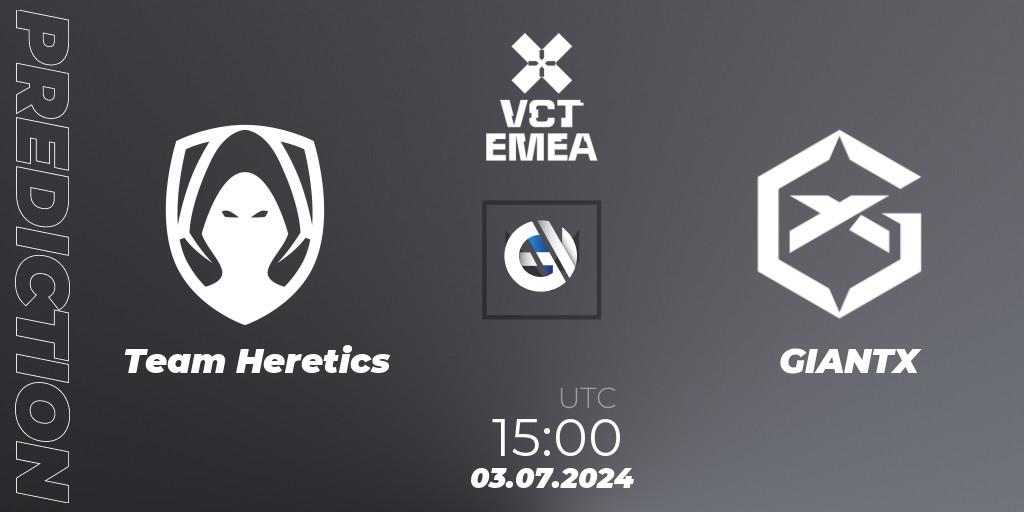 Team Heretics vs GIANTX: Betting TIp, Match Prediction. 03.07.2024 at 16:00. VALORANT, VALORANT Champions Tour 2024: EMEA League - Stage 2 - Group Stage