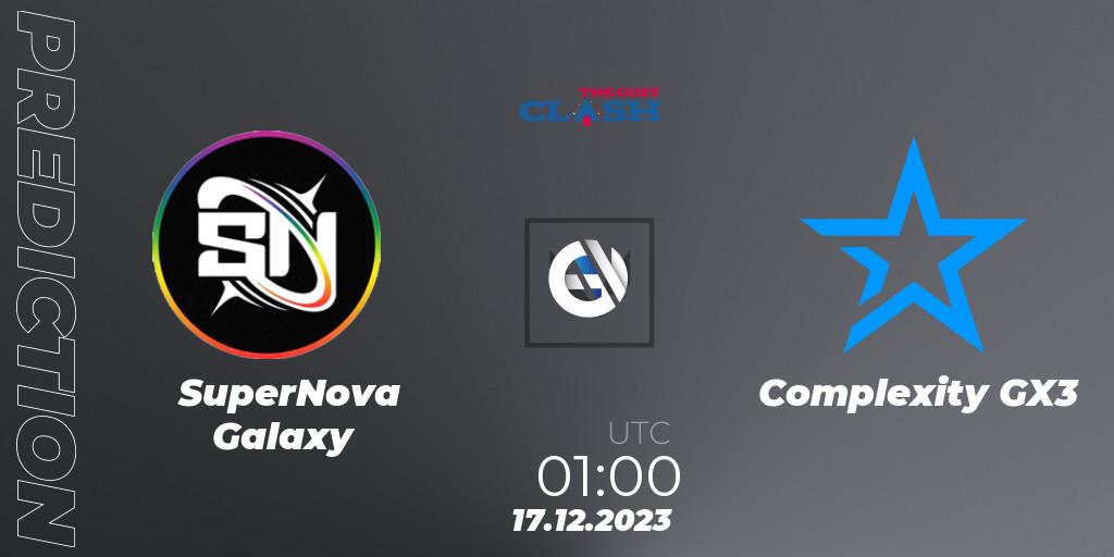 SuperNova Galaxy vs Complexity GX3: Betting TIp, Match Prediction. 17.12.2023 at 01:00. VALORANT, The Cozy Clash
