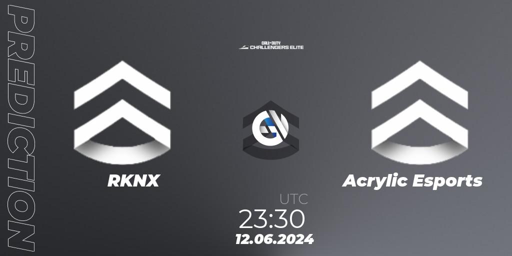 RKNX vs Acrylic Esports: Betting TIp, Match Prediction. 12.06.2024 at 22:30. Call of Duty, Call of Duty Challengers 2024 - Elite 3: NA