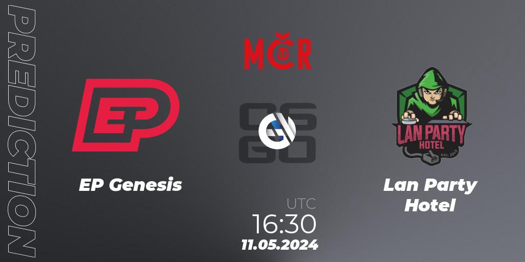 EP Genesis vs Lan Party Hotel: Betting TIp, Match Prediction. 11.05.2024 at 16:30. Counter-Strike (CS2), Tipsport Cup Spring 2024: Closed Qualifier