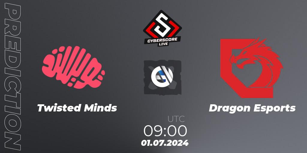 Twisted Minds vs Dragon Esports: Betting TIp, Match Prediction. 01.07.2024 at 09:20. Dota 2, CyberScore Cup