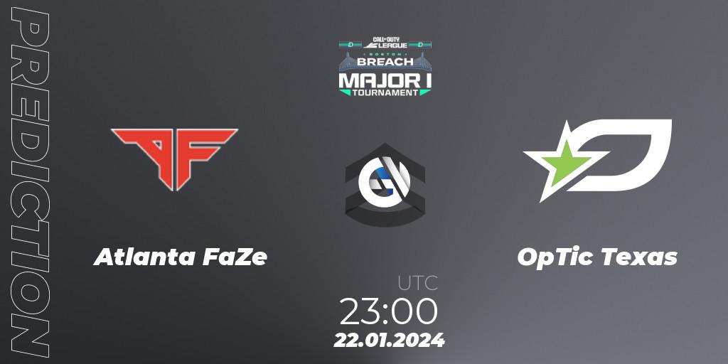 Atlanta FaZe vs OpTic Texas: Betting TIp, Match Prediction. 21.01.2024 at 23:00. Call of Duty, Call of Duty League 2024: Stage 1 Major Qualifiers