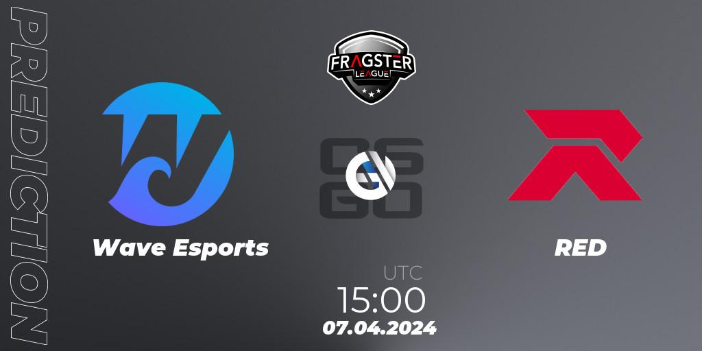 Wave Esports vs RED: Betting TIp, Match Prediction. 07.04.2024 at 15:00. Counter-Strike (CS2), Fragster League Season 5: Relegation