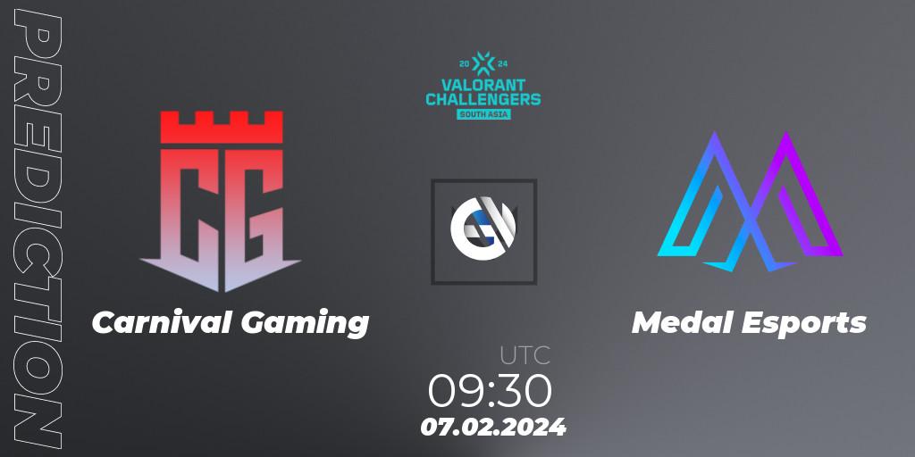 Carnival Gaming vs Medal Esports: Betting TIp, Match Prediction. 07.02.2024 at 09:30. VALORANT, VALORANT Challengers 2024: South Asia Split 1 - Cup 1