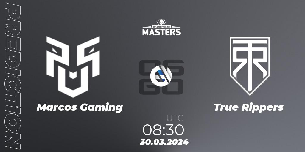Marcos Gaming vs True Rippers: Betting TIp, Match Prediction. 30.03.2024 at 08:30. Counter-Strike (CS2), Skyesports Masters 2024: Indian Qualifier