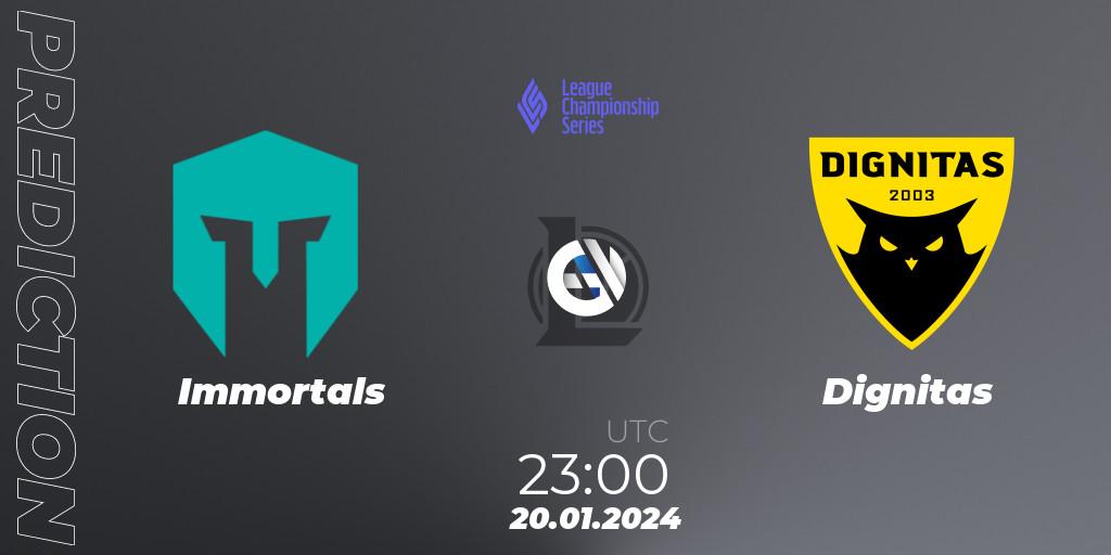 Immortals vs Dignitas: Betting TIp, Match Prediction. 20.01.24. LoL, LCS Spring 2024 - Group Stage