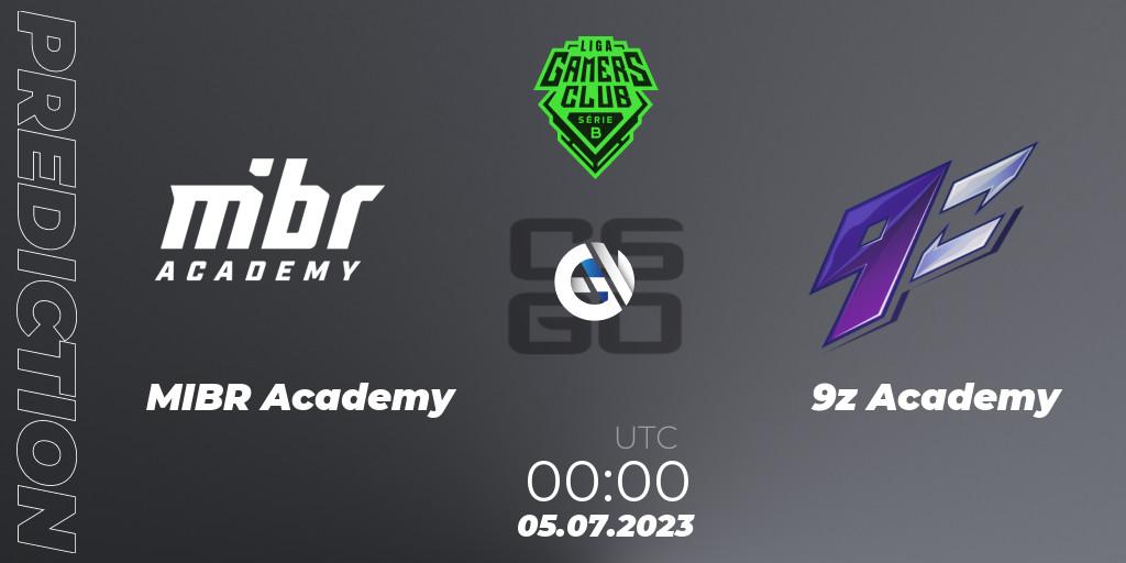 MIBR Academy vs 9z Academy: Betting TIp, Match Prediction. 06.07.2023 at 00:00. Counter-Strike (CS2), Gamers Club Liga Série B: June 2023