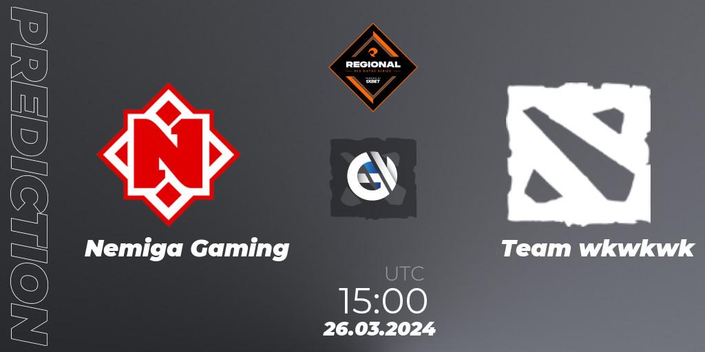Nemiga Gaming vs Team wkwkwk: Betting TIp, Match Prediction. 26.03.24. Dota 2, RES Regional Series: EU #1