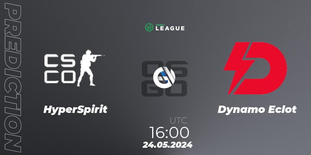 HyperSpirit vs Dynamo Eclot: Betting TIp, Match Prediction. 24.05.2024 at 16:00. Counter-Strike (CS2), ESEA Season 49: Advanced Division - Europe