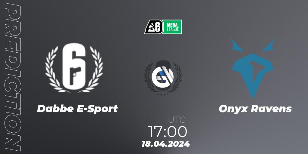 Dabbe E-Sport vs Onyx Ravens: Betting TIp, Match Prediction. 18.04.2024 at 17:00. Rainbow Six, MENA League 2024 - Stage 1