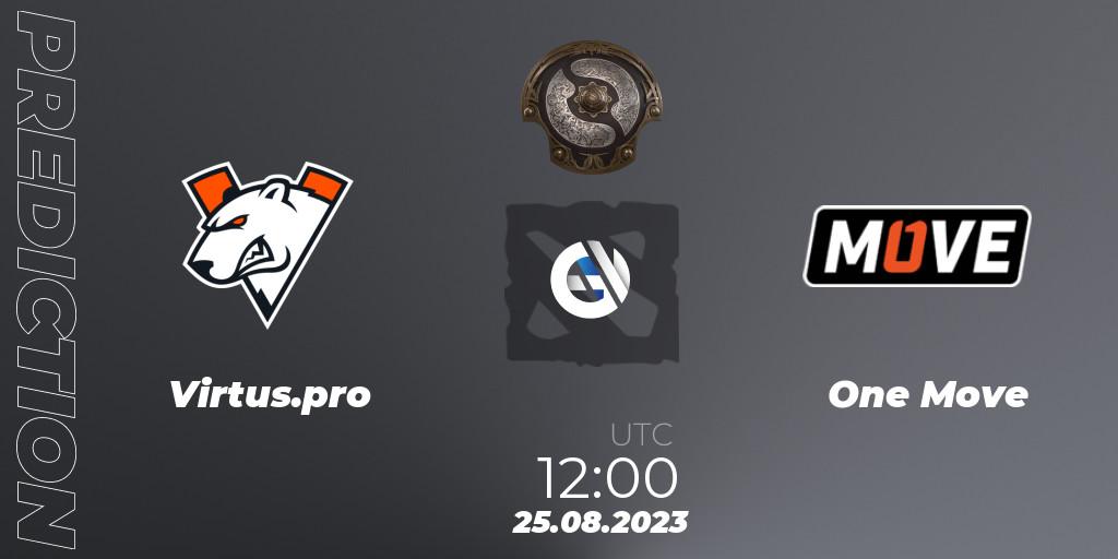 Virtus.pro vs One Move: Betting TIp, Match Prediction. 25.08.2023 at 11:57. Dota 2, The International 2023 - Eastern Europe Qualifier