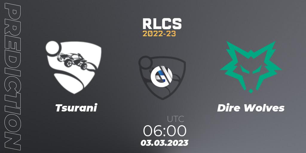 Tsurani vs Dire Wolves: Betting TIp, Match Prediction. 03.03.2023 at 06:00. Rocket League, RLCS 2022-23 - Winter: Oceania Regional 3 - Winter Invitational