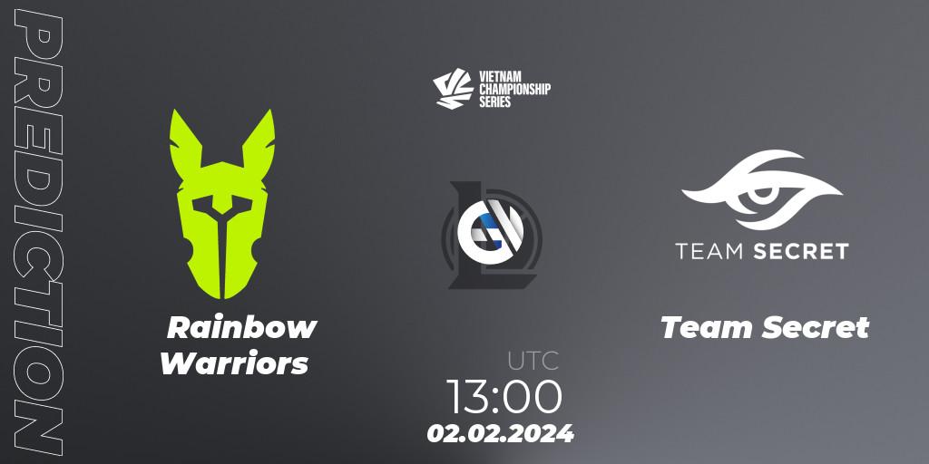 Rainbow Warriors vs Team Secret: Betting TIp, Match Prediction. 02.02.24. LoL, VCS Dawn 2024 - Group Stage