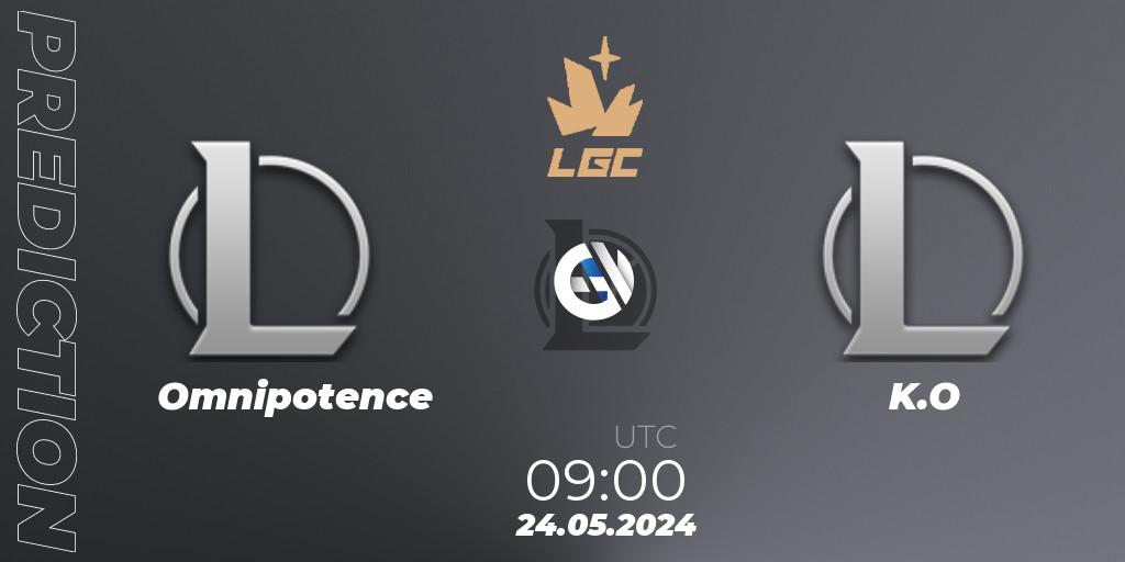 Omnipotence vs K.O: Betting TIp, Match Prediction. 24.05.2024 at 09:00. LoL, Legend Cup 2024