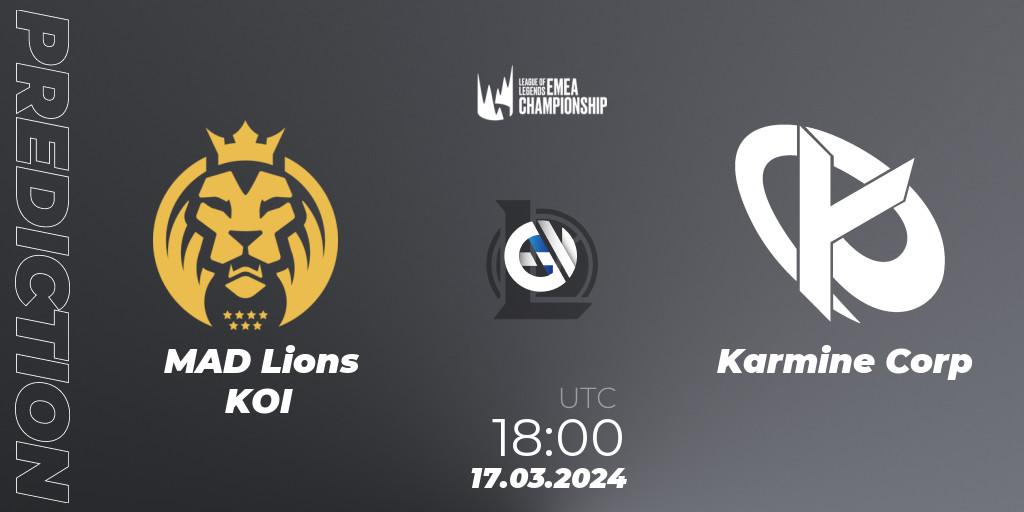 MAD Lions KOI vs Karmine Corp: Betting TIp, Match Prediction. 17.03.2024 at 18:00. LoL, LEC Spring 2024 - Regular Season