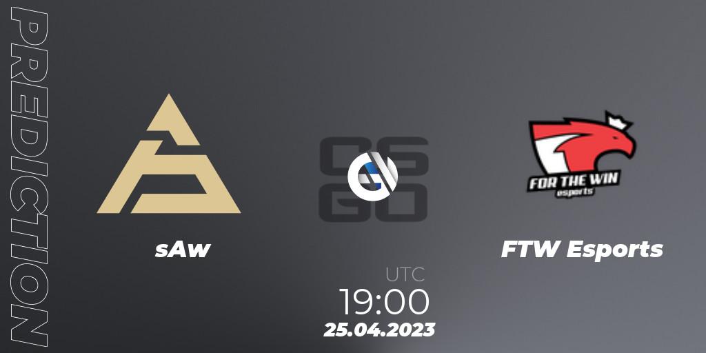 sAw vs FTW Esports: Betting TIp, Match Prediction. 25.04.2023 at 19:00. Counter-Strike (CS2), Master League Portugal Season 11: Online Stage
