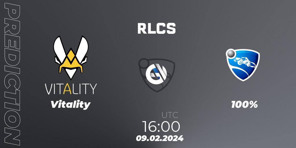 Vitality vs 100%: Betting TIp, Match Prediction. 09.02.2024 at 16:00. Rocket League, RLCS 2024 - Major 1: Europe Open Qualifier 1