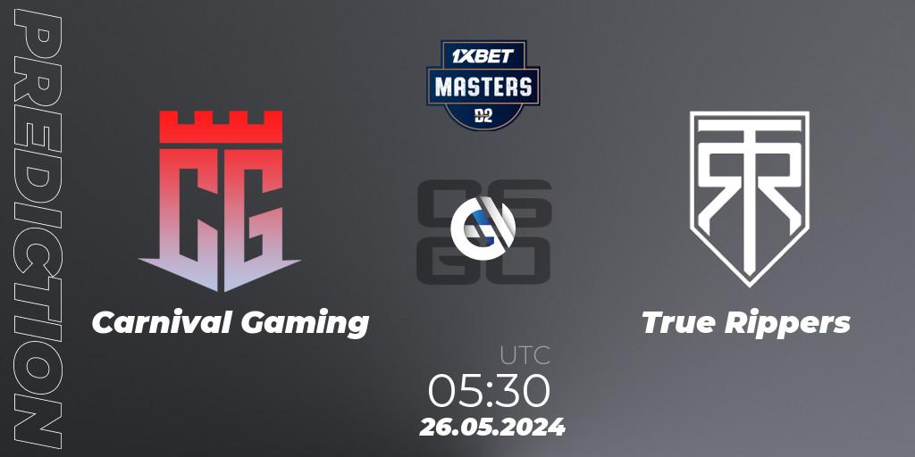 Carnival Gaming vs True Rippers: Betting TIp, Match Prediction. 26.05.2024 at 05:40. Counter-Strike (CS2), Dust2.in Masters #10