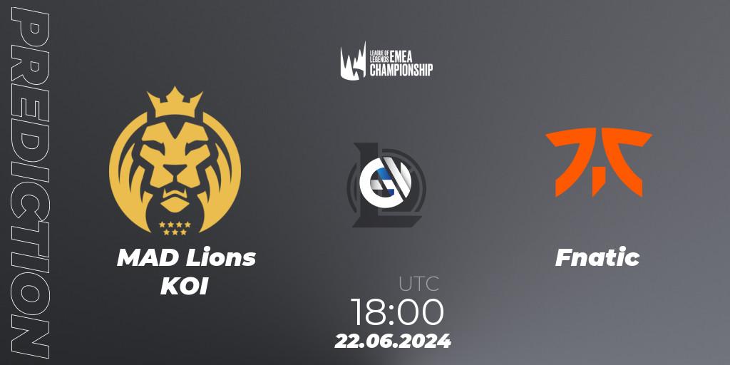 MAD Lions KOI vs Fnatic: Betting TIp, Match Prediction. 22.06.2024 at 18:00. LoL, LEC Summer 2024 - Regular Season