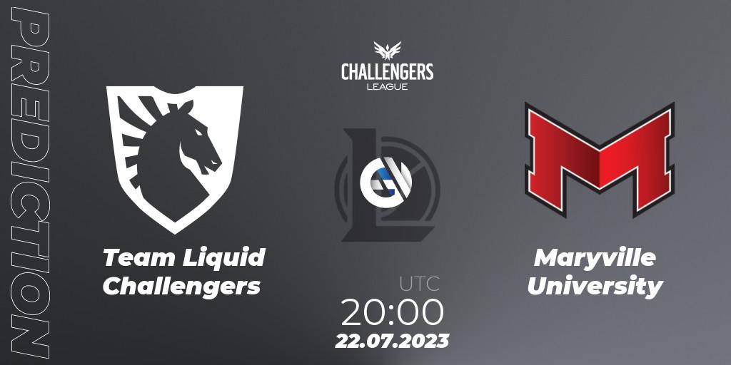 Team Liquid Challengers vs Maryville University: Betting TIp, Match Prediction. 22.07.2023 at 20:00. LoL, North American Challengers League 2023 Summer - Playoffs