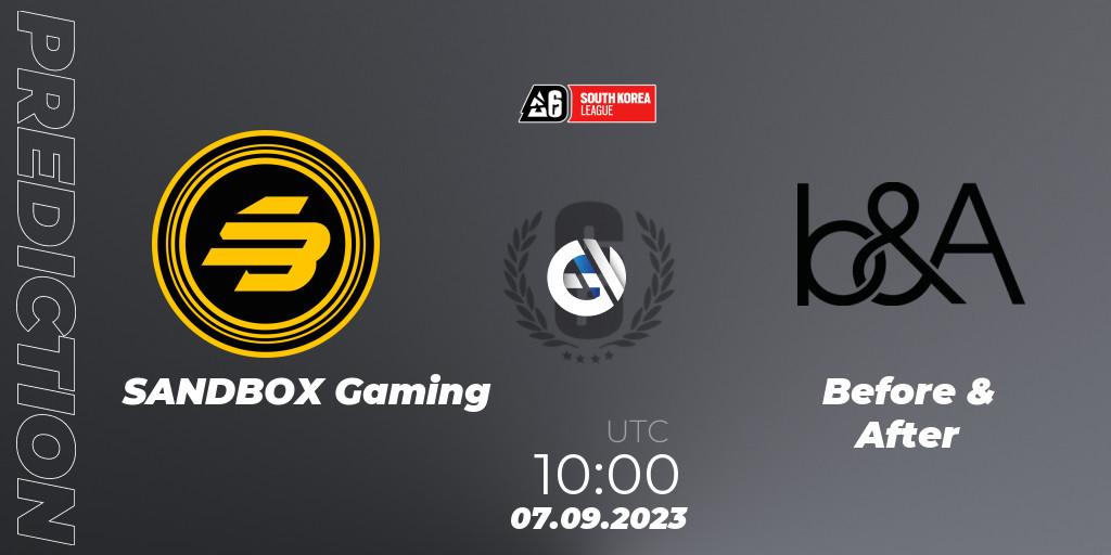 SANDBOX Gaming vs Before & After: Betting TIp, Match Prediction. 07.09.23. Rainbow Six, South Korea League 2023 - Stage 2