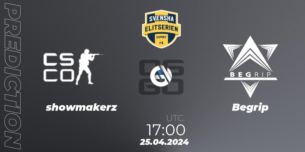 showmakerz vs Begrip: Betting TIp, Match Prediction. 25.04.2024 at 17:00. Counter-Strike (CS2), Svenska Elitserien Spring 2024