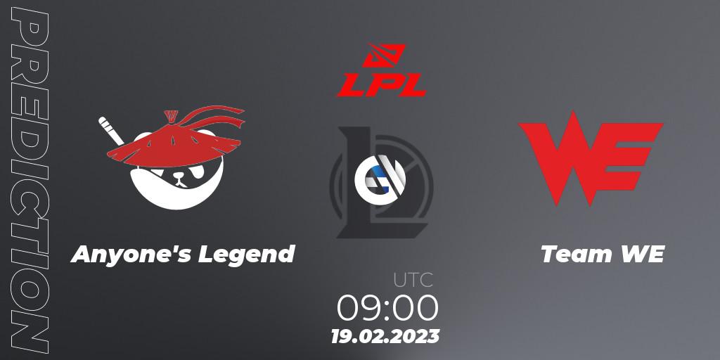 Anyone's Legend vs Team WE: Betting TIp, Match Prediction. 19.02.23. LoL, LPL Spring 2023 - Group Stage