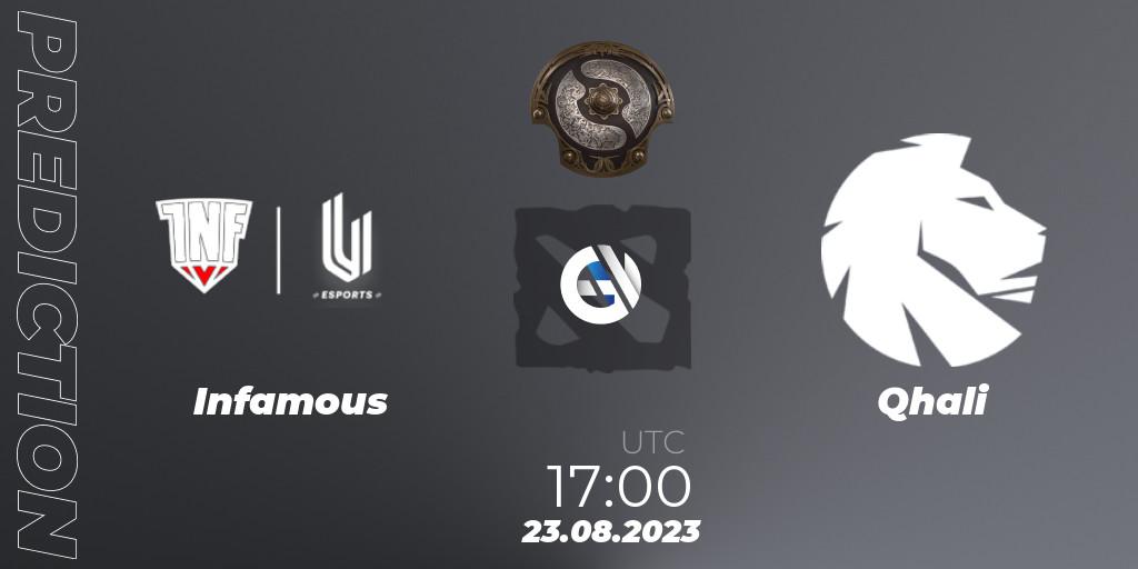 Infamous vs Qhali: Betting TIp, Match Prediction. 23.08.2023 at 17:05. Dota 2, The International 2023 - South America Qualifier