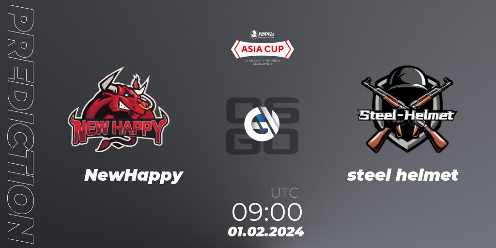 NewHappy vs steel helmet: Betting TIp, Match Prediction. 01.02.2024 at 09:00. Counter-Strike (CS2), 5E Arena Asia Cup Spring 2024 - BLAST Premier Qualifier