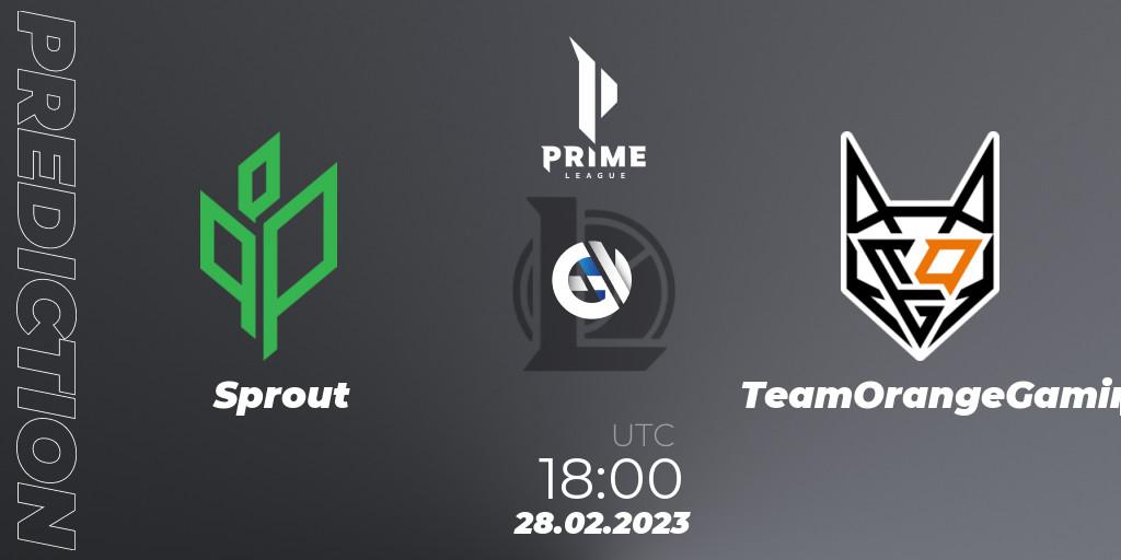 Sprout vs TeamOrangeGaming: Betting TIp, Match Prediction. 28.02.2023 at 21:00. LoL, Prime League 2nd Division Spring 2023 - Group Stage