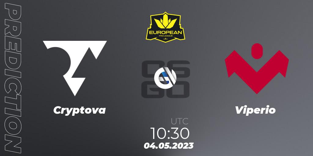 Cryptova vs Viperio: Betting TIp, Match Prediction. 04.05.2023 at 10:30. Counter-Strike (CS2), European Pro League Season 8: Division 2