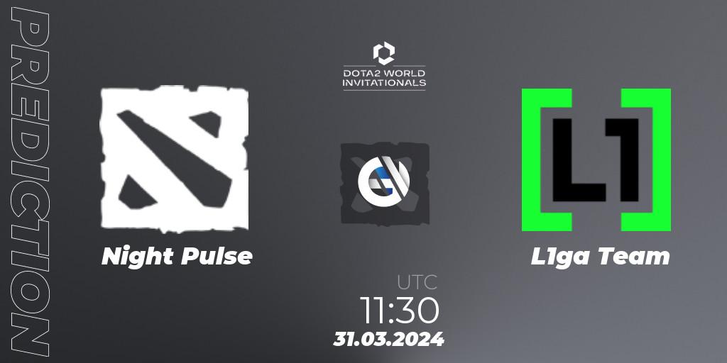 Night Pulse vs L1ga Team: Betting TIp, Match Prediction. 31.03.2024 at 11:30. Dota 2, Portal Dota 2 World Invitationals