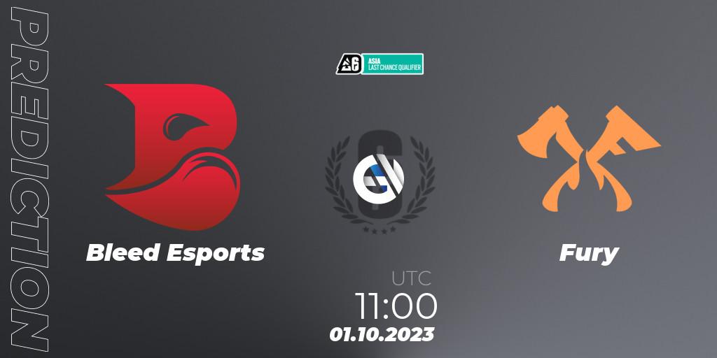 Bleed Esports vs Fury: Betting TIp, Match Prediction. 01.10.2023 at 11:00. Rainbow Six, Asia League 2023 - Stage 2 - Last Chance Qualifiers