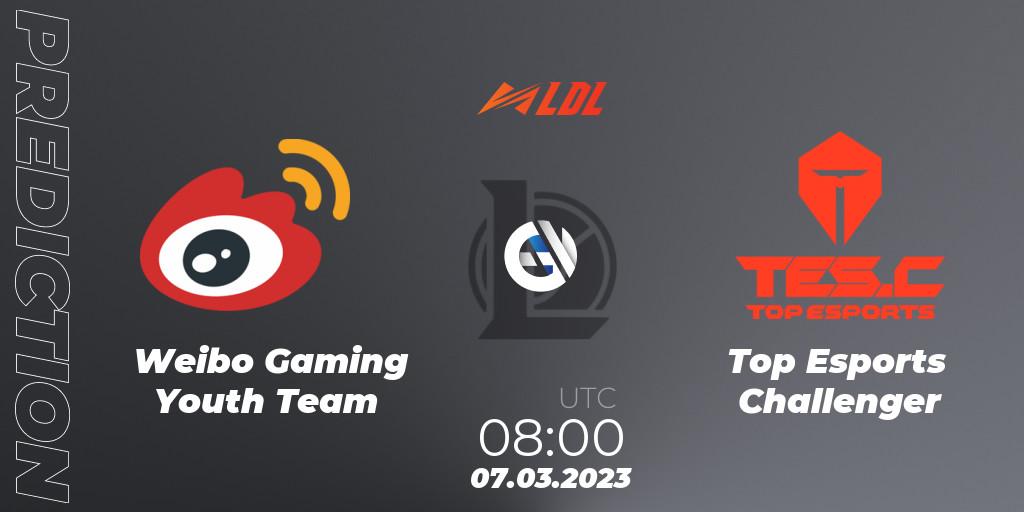 Weibo Gaming Youth Team vs Top Esports Challenger: Betting TIp, Match Prediction. 07.03.2023 at 09:25. LoL, LDL 2023 - Regular Season