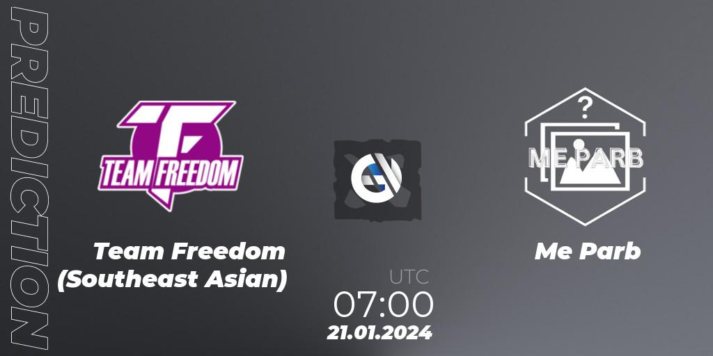 Team Freedom (Southeast Asian) vs Me Parb: Betting TIp, Match Prediction. 21.01.2024 at 07:13. Dota 2, New Year Cup 2024