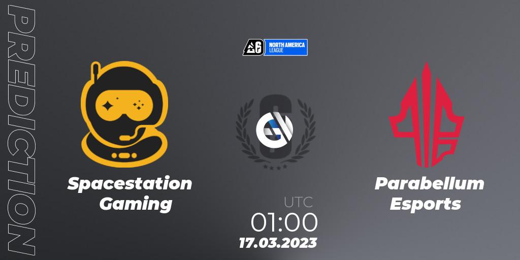 Spacestation Gaming vs Parabellum Esports: Betting TIp, Match Prediction. 17.03.2023 at 01:00. Rainbow Six, North America League 2023 - Stage 1