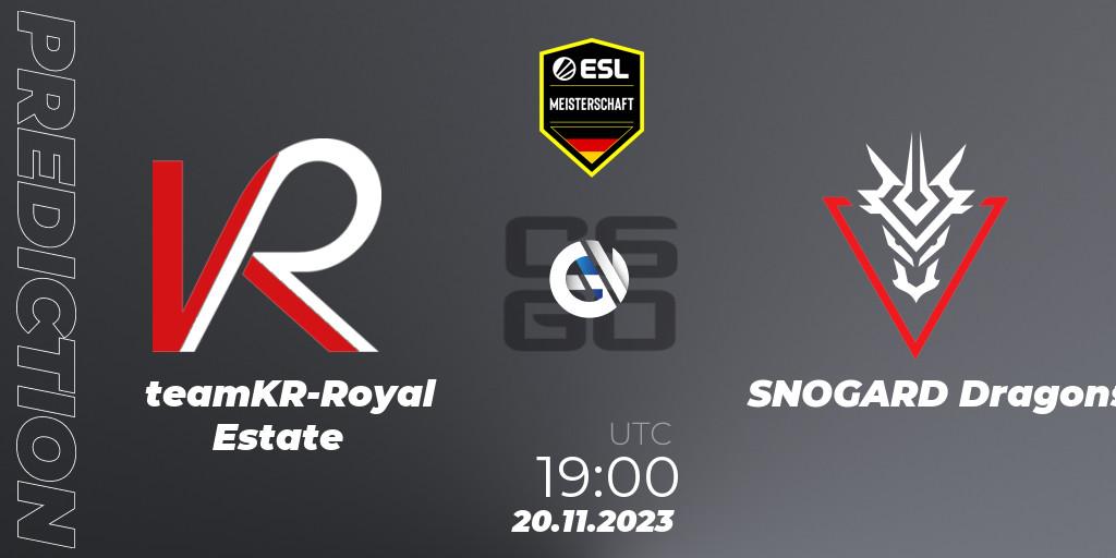 teamKR-Royal Estate vs SNOGARD Dragons: Betting TIp, Match Prediction. 20.11.23. CS2 (CS:GO), ESL Meisterschaft: Autumn 2023