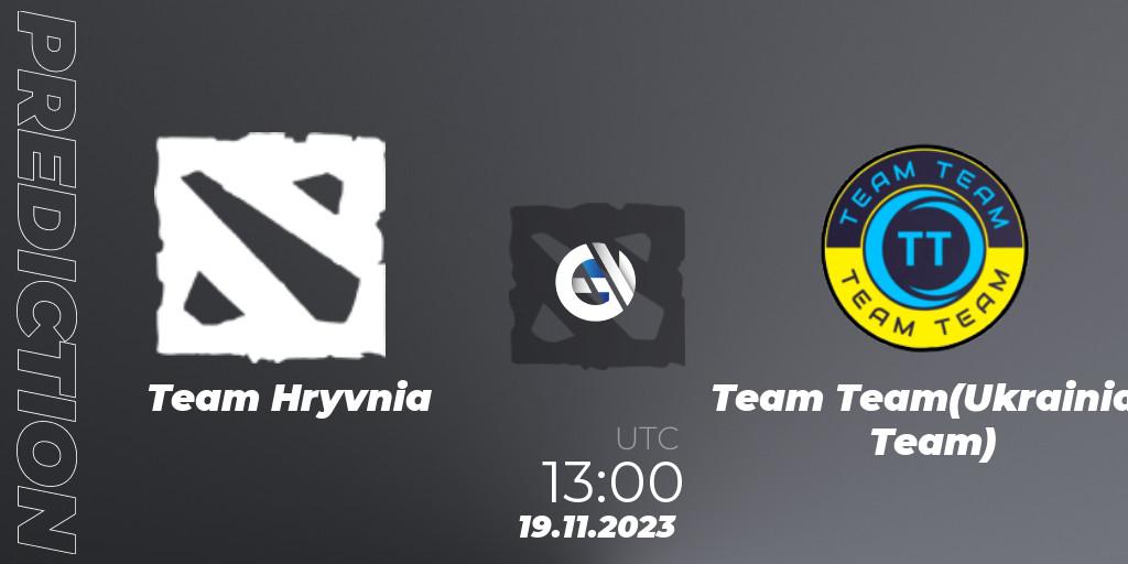 Team Hryvnia vs Team Team(Ukrainian Team): Betting TIp, Match Prediction. 19.11.2023 at 13:00. Dota 2, European Pro League Season 14