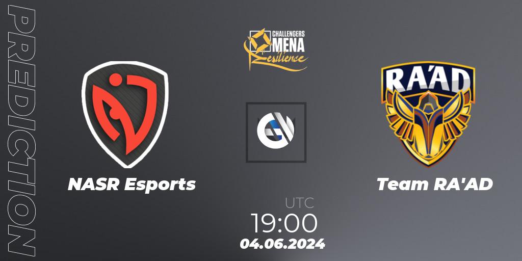 NASR Esports vs Team RA'AD: Betting TIp, Match Prediction. 04.06.2024 at 18:00. VALORANT, VALORANT Challengers 2024 MENA: Resilience Split 2 - Levant and North Africa