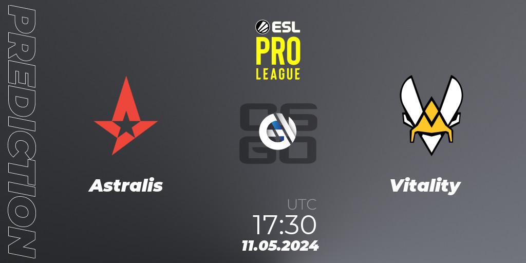Astralis vs Vitality: Betting TIp, Match Prediction. 11.05.2024 at 14:15. Counter-Strike (CS2), ESL Pro League Season 19