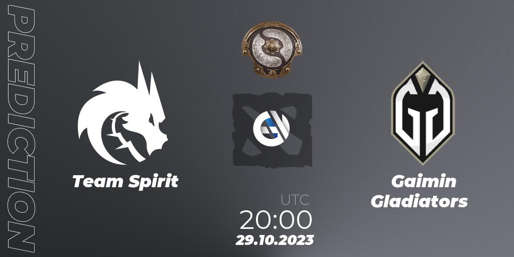 Team Spirit vs Gaimin Gladiators: Betting TIp, Match Prediction. 29.10.2023 at 20:48. Dota 2, The International 2023