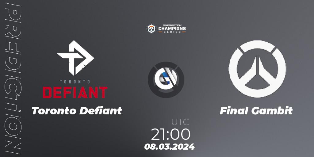 Toronto Defiant vs Final Gambit: Betting TIp, Match Prediction. 08.03.24. Overwatch, Overwatch Champions Series 2024 - North America Stage 1 Group Stage