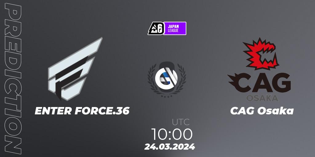 ENTER FORCE.36 vs CAG Osaka: Betting TIp, Match Prediction. 24.03.2024 at 10:00. Rainbow Six, Japan League 2024 - Stage 1
