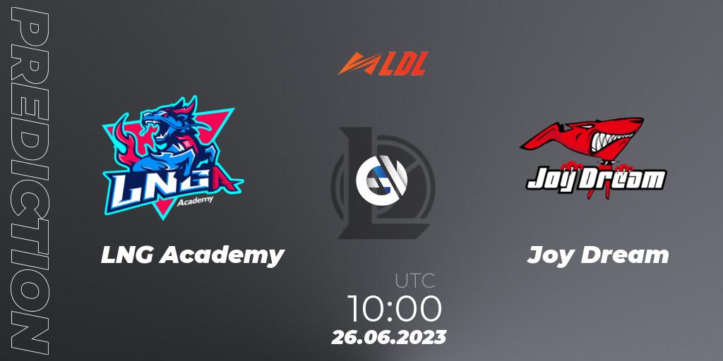 LNG Academy vs Joy Dream: Betting TIp, Match Prediction. 26.06.2023 at 12:00. LoL, LDL 2023 - Regular Season - Stage 3